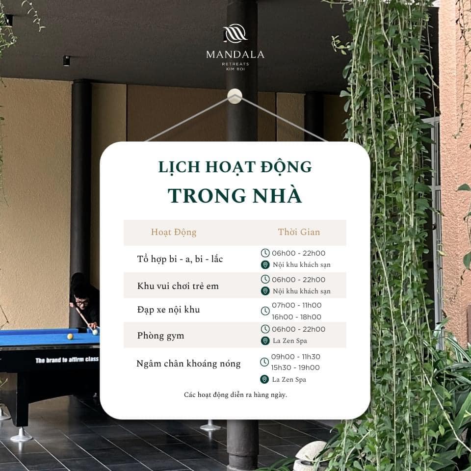 Các hoạt động trong nhà tại Mandala Retreats Kim Bôi