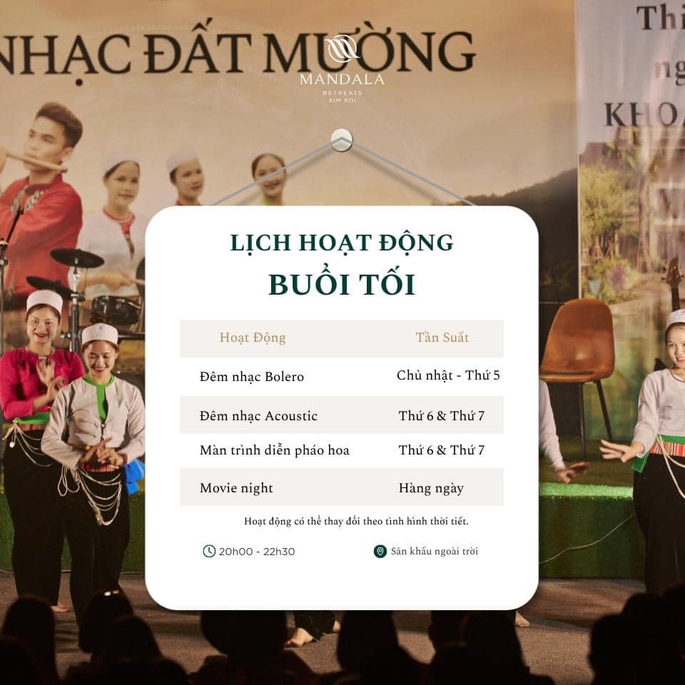 Hoạt động giải trí buổi tối tại Mandala Retreats Kim Bôi